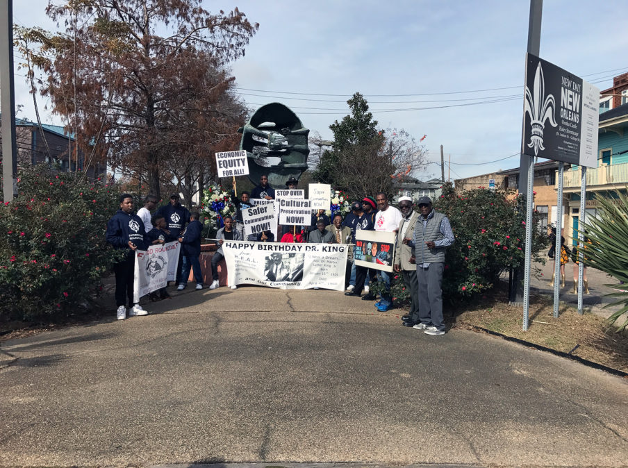 Hayden Plaza: Community members gather near the memorial to Dr. Martin Luther King.  Diane Jones Allen restored the site of the memorial creating a neighborhood landmark for residents to gather in community and commemorate Dr.King.